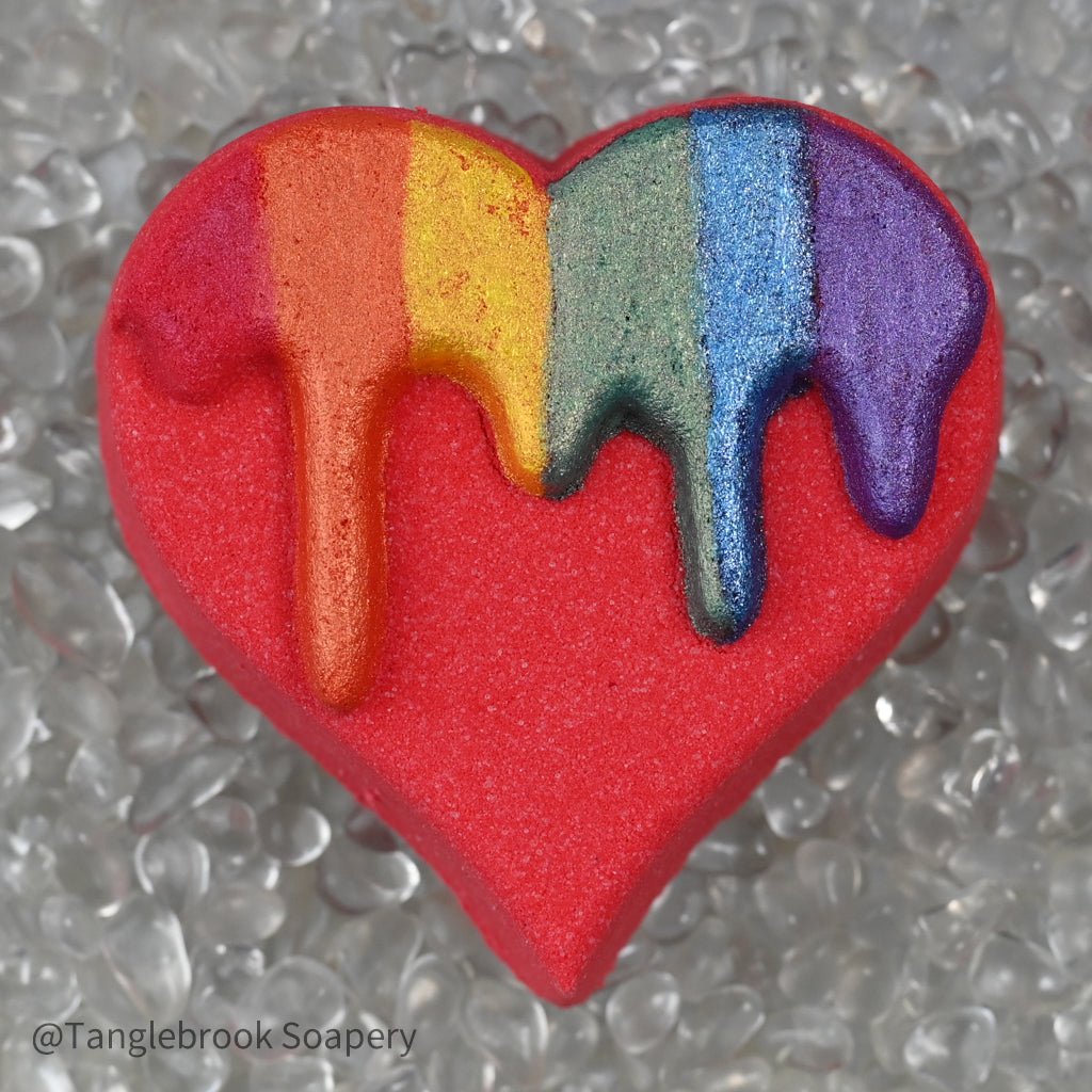 Dripping Rainbow Love Bath Bomb - Tanglebrook Soapery